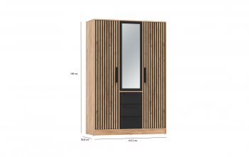 Шкаф 1300 мм 83.08 Вегас (3-х дв.) черный (Олмеко) в Ревде - revda.mebel-e96.ru