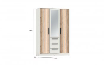 Шкаф 1300 мм 83.08 Вегас (3-х дв.) белый (Олмеко) в Ревде - revda.mebel-e96.ru