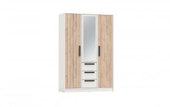 Шкаф 1300 мм 83.08 Вегас (3-х дв.) белый (Олмеко) в Ревде - revda.mebel-e96.ru