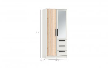 Шкаф 850 мм 83.09 Вегас (2-х дв.) с зеркалом белый (Олмеко) в Ревде - revda.mebel-e96.ru