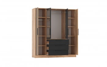 Шкаф 1700 мм 83.07 Вегас (4-х дв.) черный (Олмеко) в Ревде - revda.mebel-e96.ru