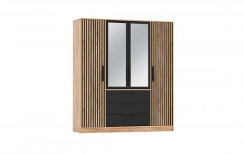 Шкаф 1700 мм 83.07 Вегас (4-х дв.) черный (Олмеко) в Ревде - revda.mebel-e96.ru