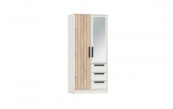 Шкаф 850 мм 83.09 Вегас (2-х дв.) с зеркалом белый (Олмеко) в Ревде - revda.mebel-e96.ru