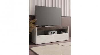 ТВ тумба Вегас Дуб Крафт Белый/Ателье темн. (Лин) в Ревде - revda.mebel-e96.ru