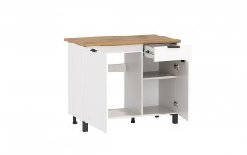 Шкаф нижний Венера (1000) ЛДСП белый (Олмеко) в Ревде - revda.mebel-e96.ru