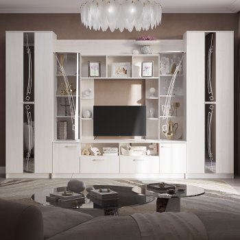 Стенка Венеция ясень белый (БТС) в Ревде - revda.mebel-e96.ru