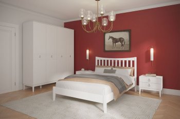 Кровать из массива Виола белый античный (БМ) в Ревде - revda.mebel-e96.ru