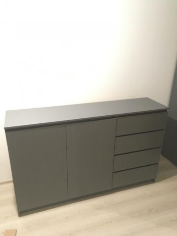 Комод Мори 2 двери 4 ящика МК 1600.1/2 графит (ДСВ) в Ревде - revda.mebel-e96.ru