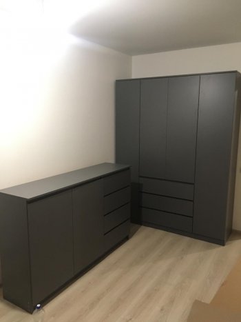 Комод Мори 2 двери 4 ящика МК 1600.1/2 графит (ДСВ) в Ревде - revda.mebel-e96.ru