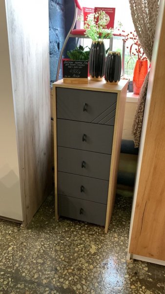 Комод (5 ящиков) Байкал Графит/Дуб золотой (СВ) в Ревде - revda.mebel-e96.ru