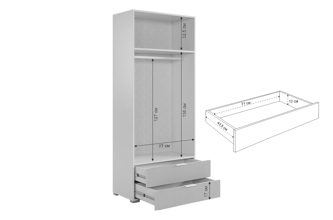 Шкаф 800 мм двухдверный 108.01 Зефир серый (Мебельсон) в Ревде - revda.mebel-e96.ru